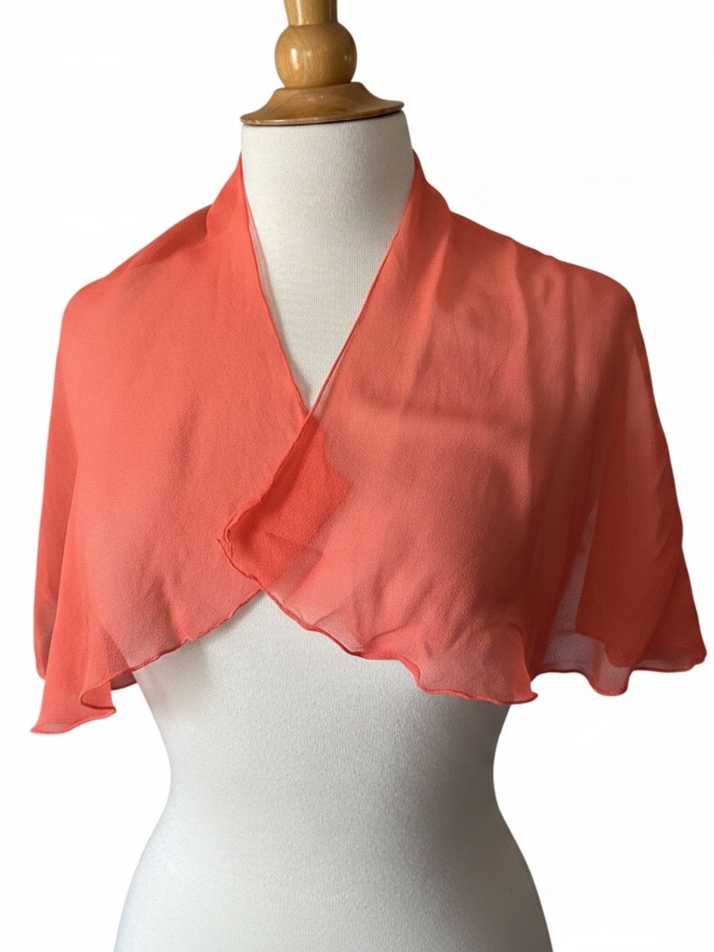 Vintage Coral Pink Orange Silk Scarf
